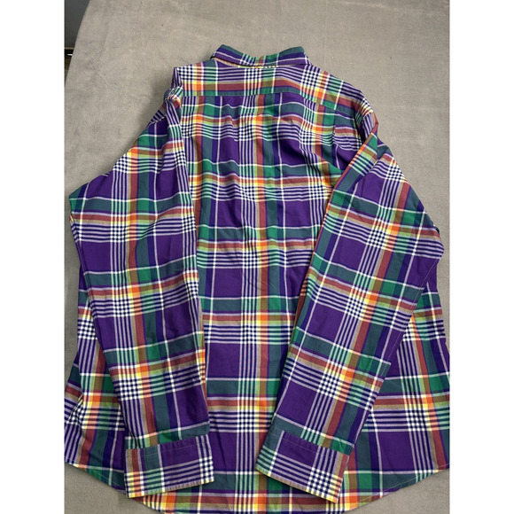 Polo Ralph Lauren Shirt Mens 2XL Purple Green Plaid Classic Fit Long Sleeve New - Picture 9 of 9
